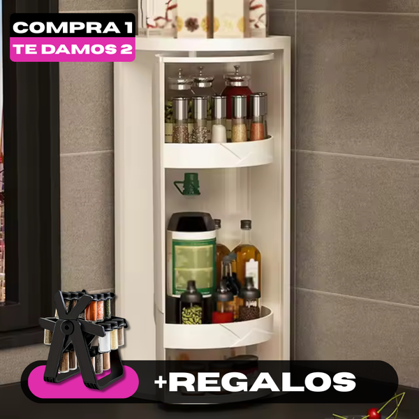 [¡Llévate 2 y Paga 1!] Armario Organizador Portátil Giratorio de 3 Niveles + REGALO: Porta Especias